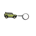 Lime green rubber Suzuki Jimny Jb64 Jb74 jeep keychain with black trim and silver chain accessory