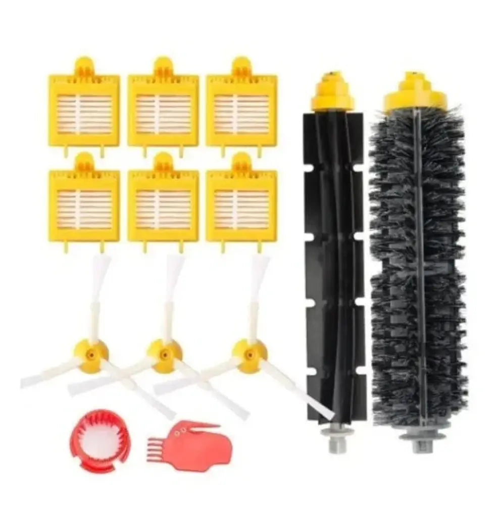 Irobot roomba compatible replacement side brush set with yellow filters black roller brushes white side brushes and maintenance tool