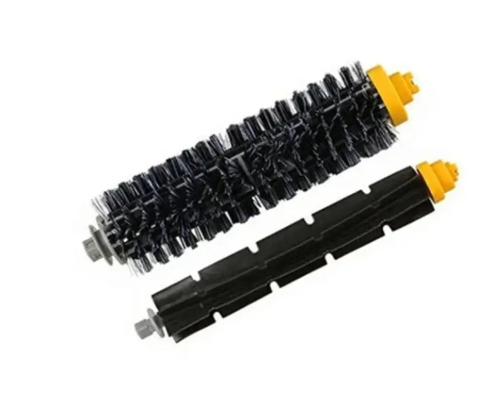 Black bristle brush with yellow plastic end caps and rubberized base for iRobot Roomba compatible replacement side brush set