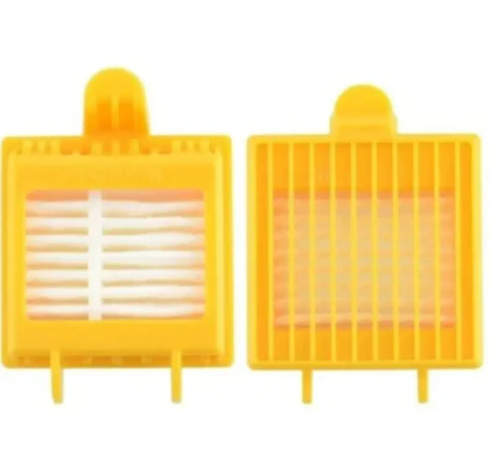 Yellow plastic irobot roomba compatible replacement side brush filter cartridges with white mesh interiors