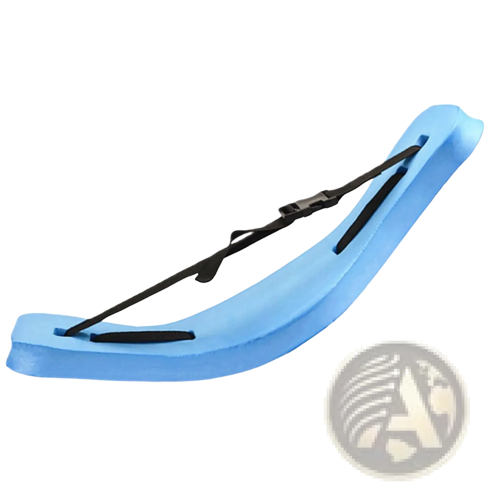 Light blue foam swim floating belt training aid with black adjustable strap and buckle for swim training