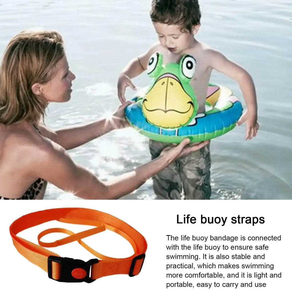 Bright orange adjustable swim training belt with black plastic buckle for safety tether use during swimming