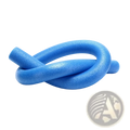 Blue swimming pool foam noodle float aid with textured slightly rough surface and rounded ends for buoyancy support
