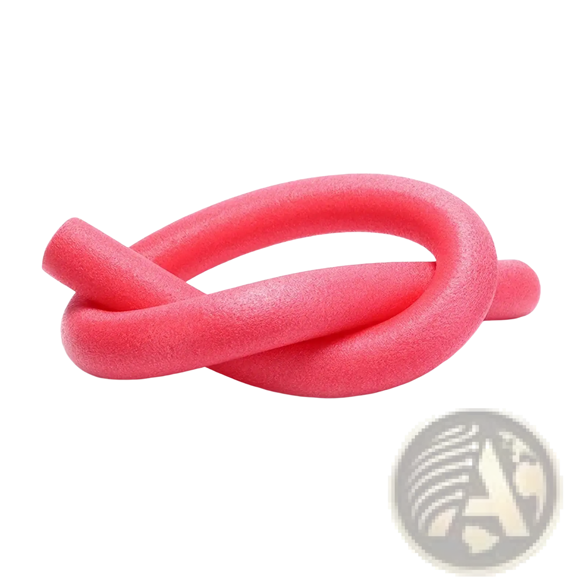 A bright pink flexible foam noodle float aid with a textured surface for swimming pool use