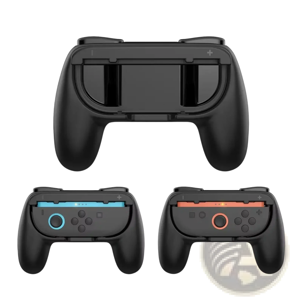 Black plastic switch controller grips ergonomic joy con holder set with ergonomic handles and colored accent rings