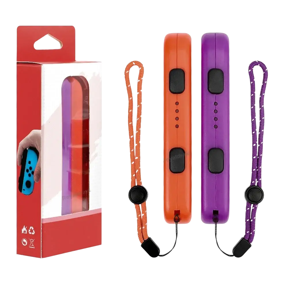 Orange and purple switch joycons wrist strap hand rope replacement pair with braided wrist straps for secure grip use