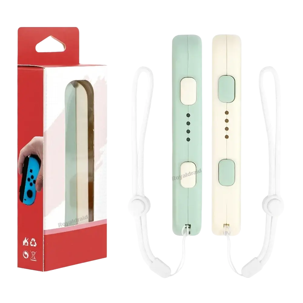 Pastel green and cream-colored switch joycons wrist strap hand rope replacement pair with white wrist straps