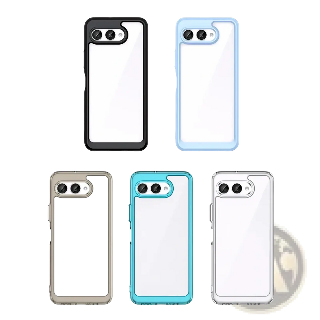 Clear t mobile t phone 3 case showing back with black light blue gray teal and transparent shockproof tpu frame