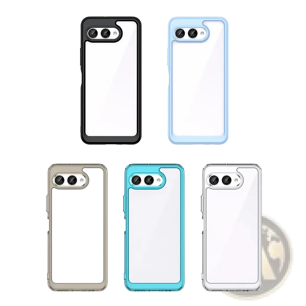 Clear t mobile t phone 3 case showing back with black light blue gray teal and transparent shockproof tpu frame