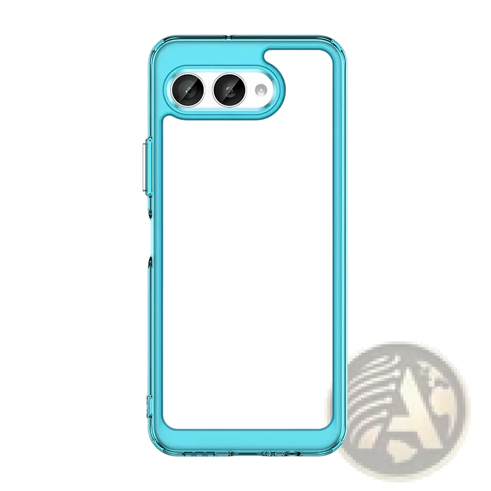 Transparent t mobile t phone 3 case with vibrant turquoise frame and clear shockproof tpu cover back side view