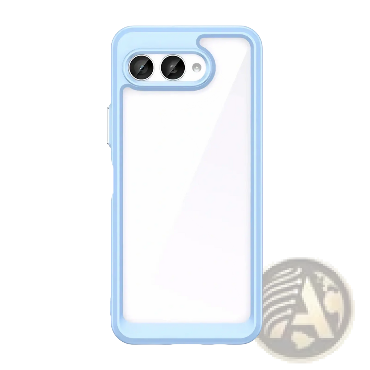 Back side of t mobile t phone 3 clear shockproof tpu case with light blue silicone frame and clear panel