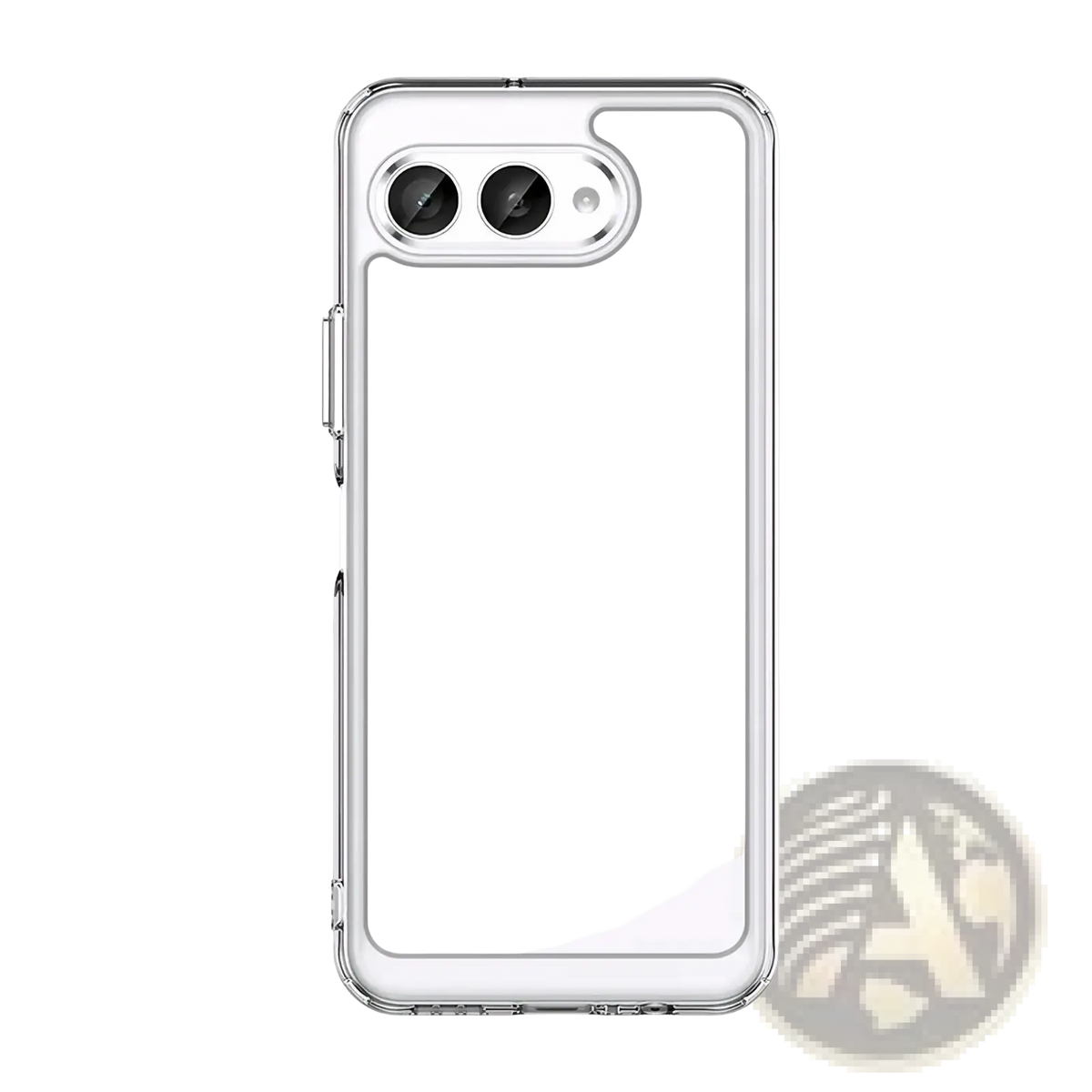 Back view of clear t mobile t phone 3 case with slim shockproof tpu cover framing dual-camera system