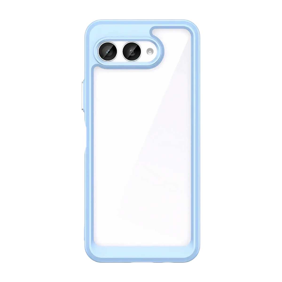 Back side of t mobile t phone 3 clear shockproof tpu case with light blue silicone frame and clear panel