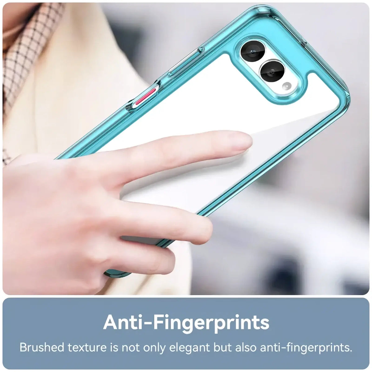 Back side of a translucent teal t mobile t phone 3 case with brushed texture clear shockproof tpu cover