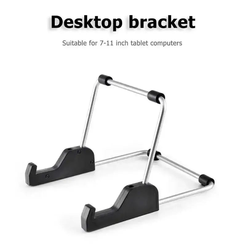 Black and silver aluminum tablet holder stand with adjustable arms for 7-11 inch tablets universal stand