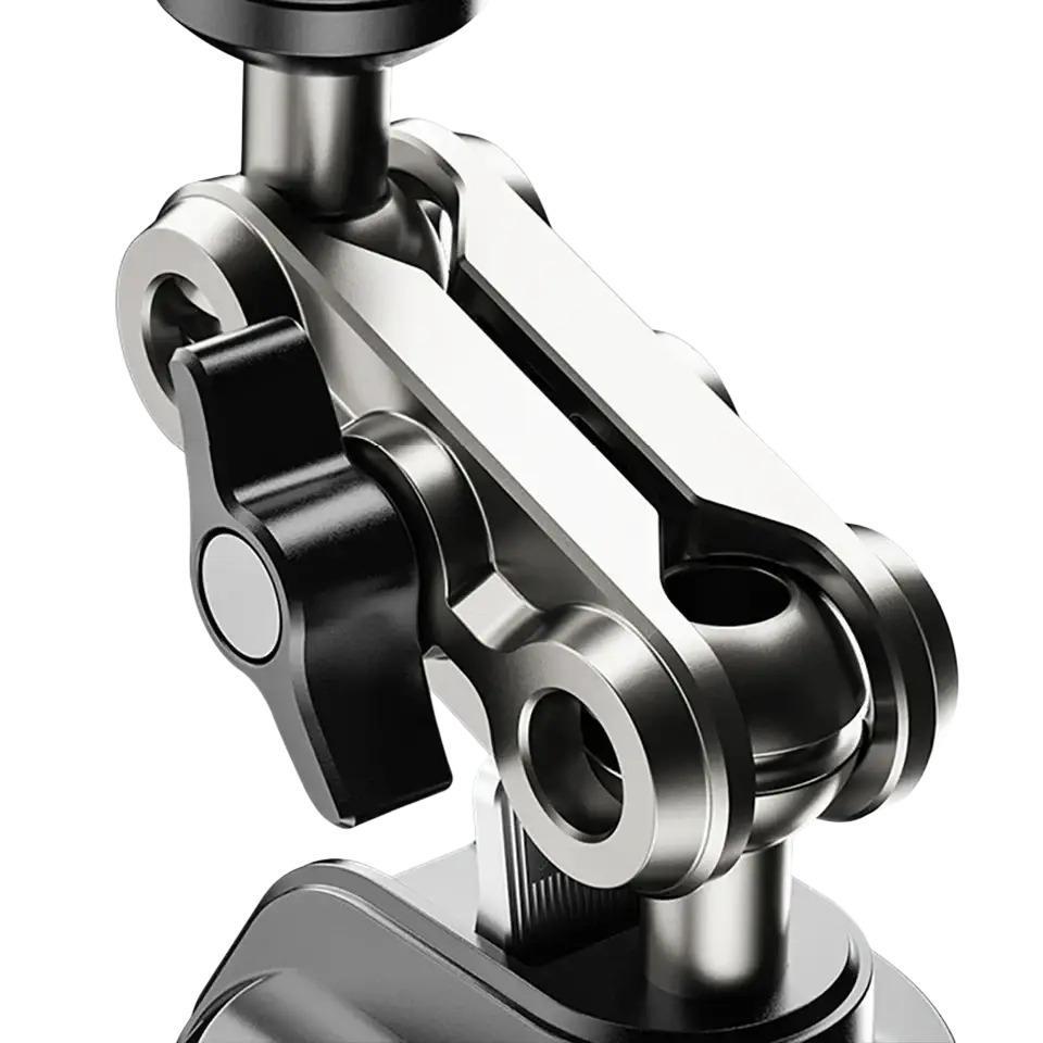 Silver aluminum alloy camera tripod ball head with black adjustment knobs for tablet holder suction cup mount of similar size