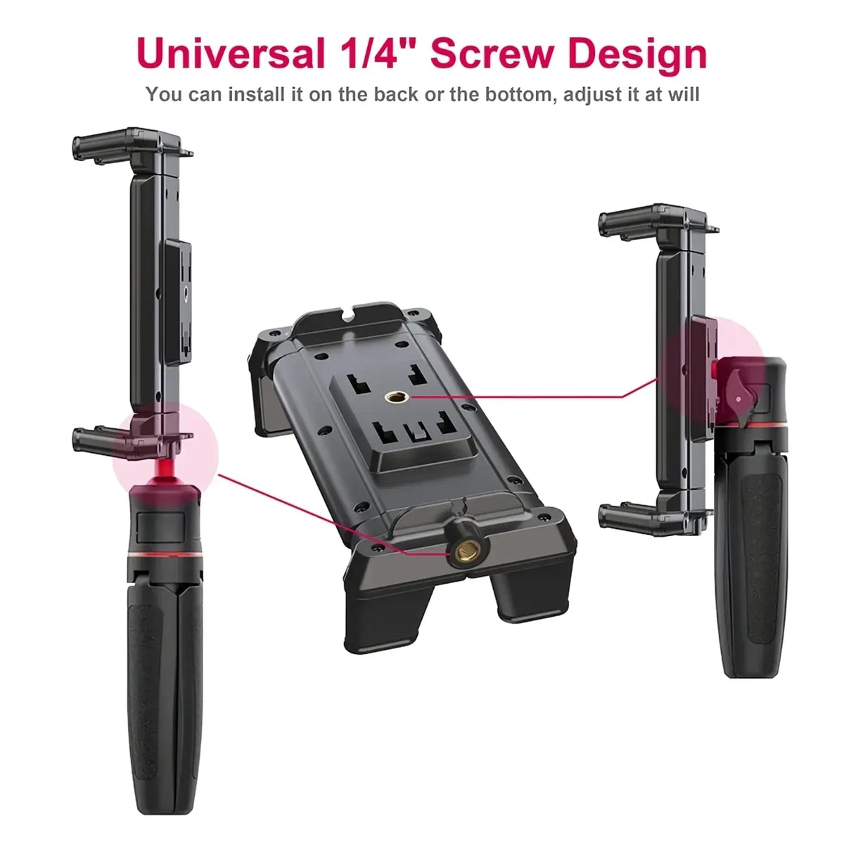Black universal 1/4 inch screw mount bracket made of metal for tablet tripod mount universal phone and tablet holder