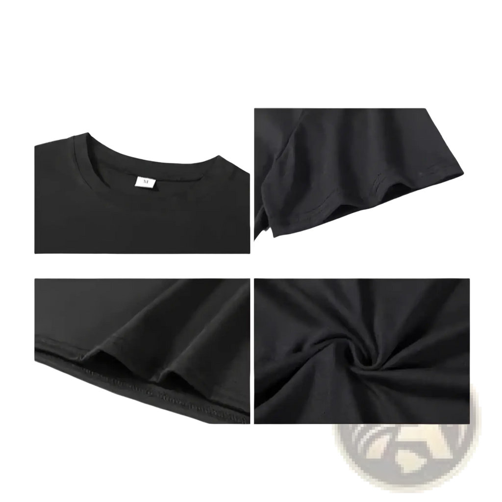 Black cotton tactical angel graphic t-shirt with a simple crew neck and short sleeves