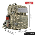 Tactical backpack 45l with large capacity olive green beige gray digital camouflage for outdoor hiking use