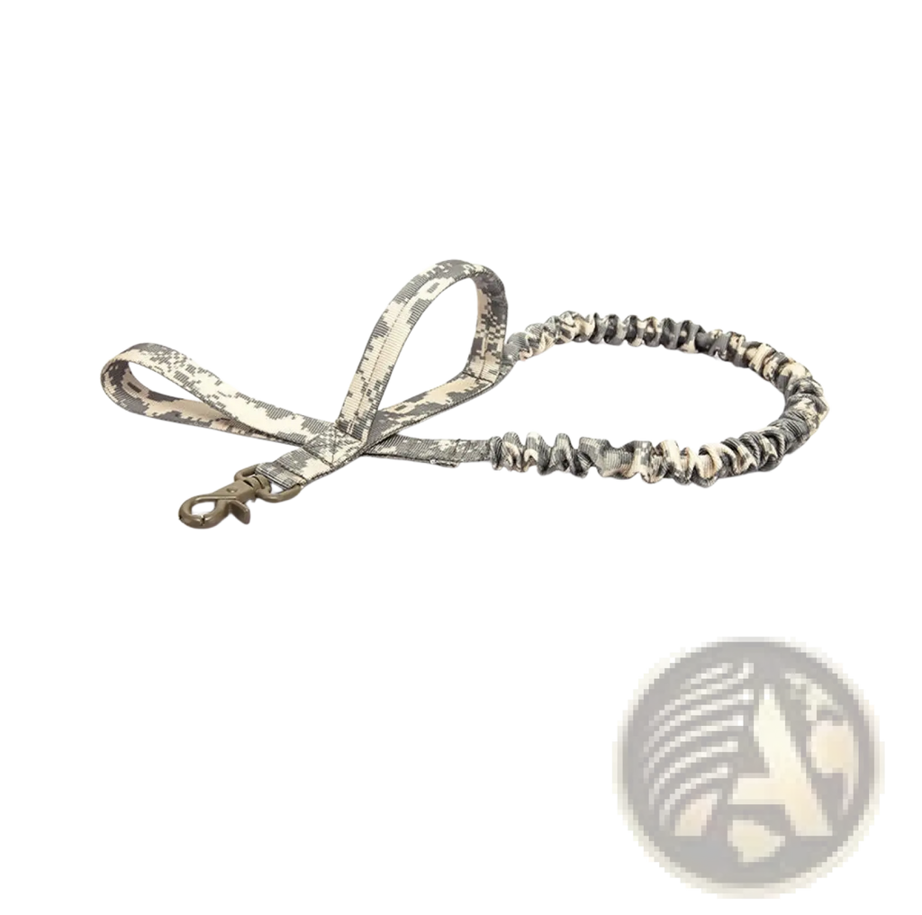Tactical bungee dog leash camouflage with elasticated textured middle section and sturdy metal clasp for secure control