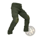 Dark olive green tactical camouflage cargo pants for men with reinforced knee pads and multiple cargo pockets