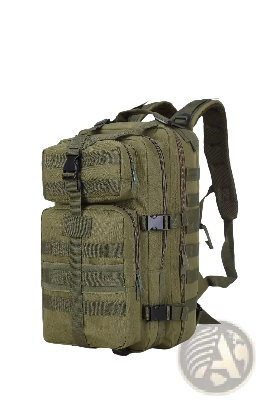 Olive green tactical camouflage waterproof mountaineering backpack with multiple compartments and adjustable straps