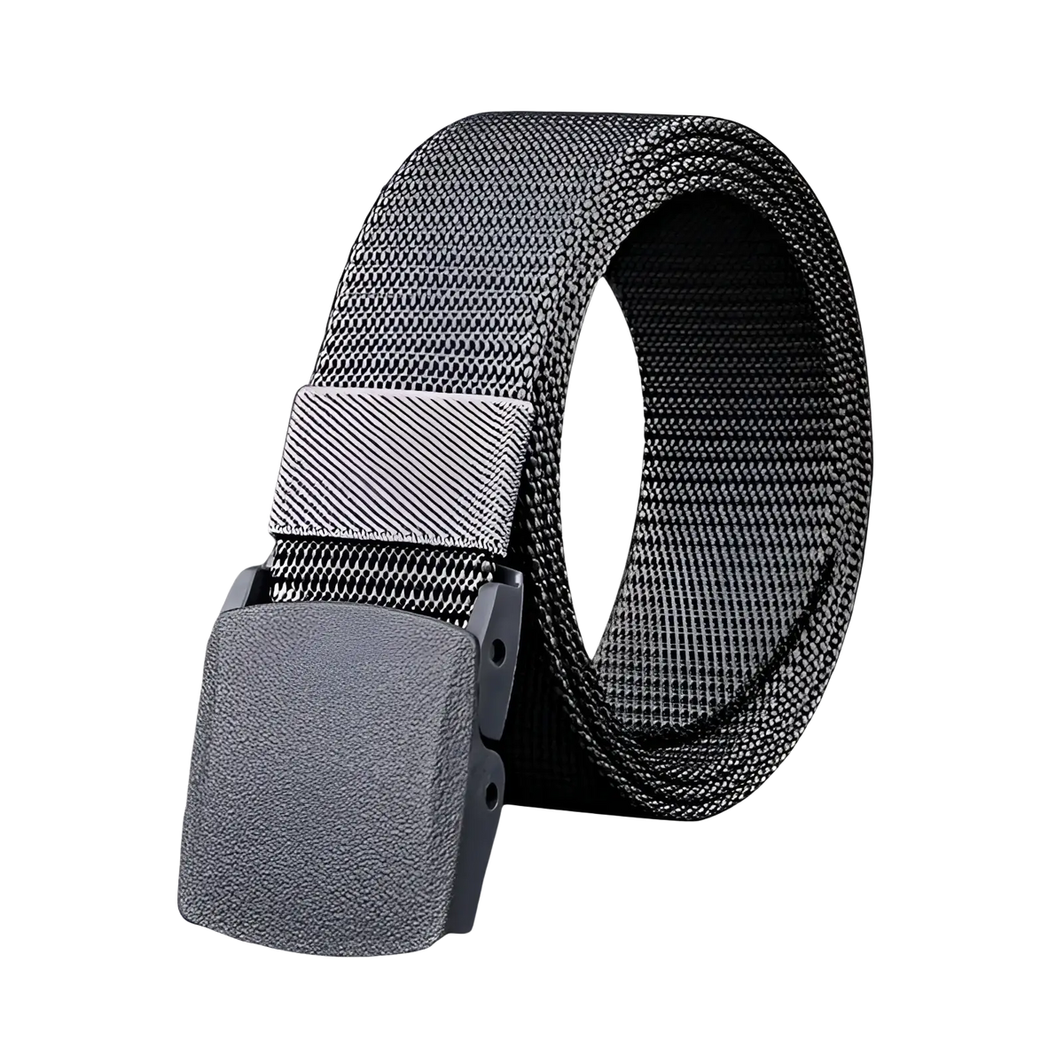 Tactical canvas belt adjustable men outdoor waistband in gray with gray tactical webbing and matte-finish plastic buckle