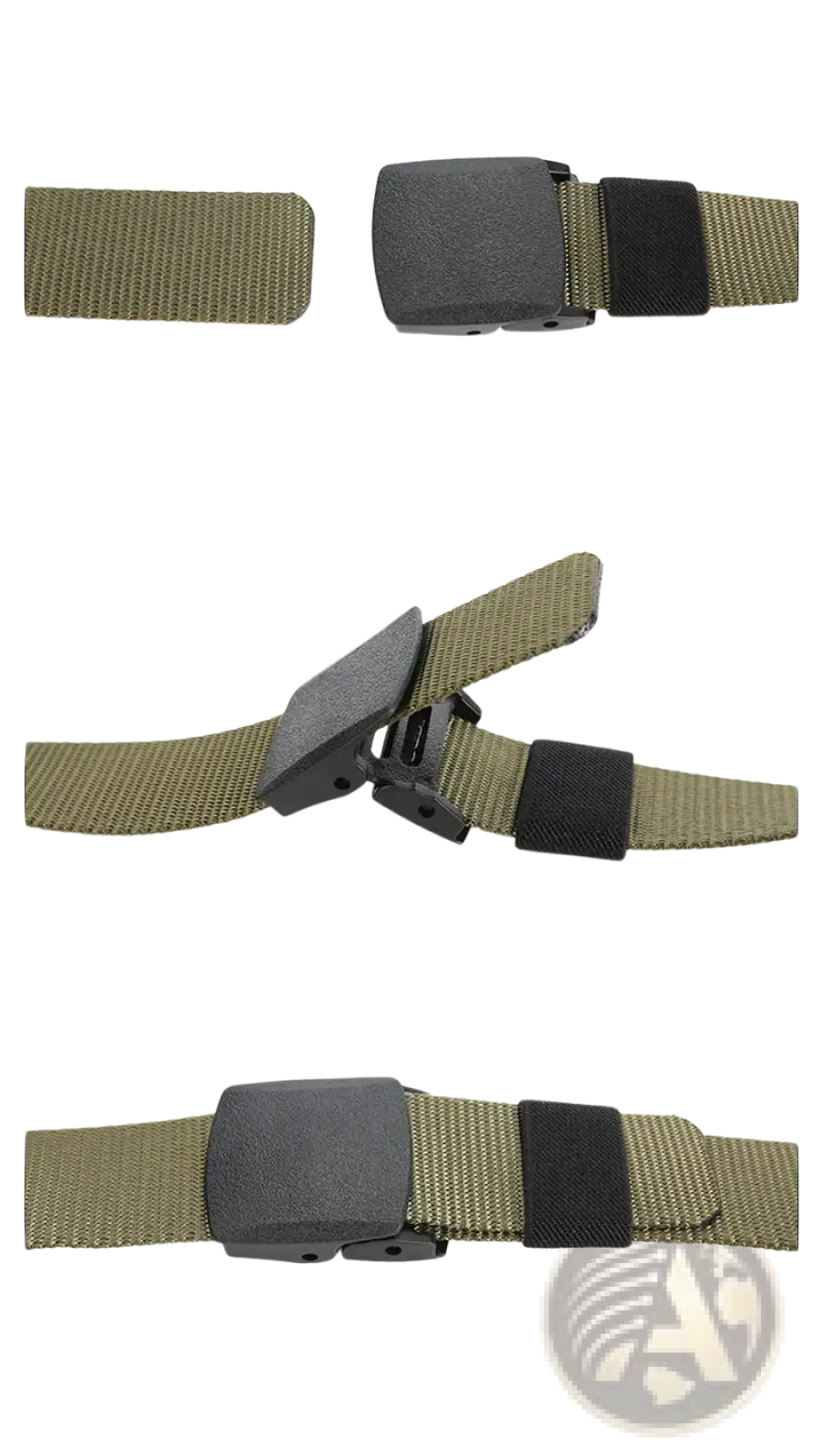 Tactical canvas belt adjustable men outdoor waistband olive green nylon with black plastic buckle and adjustable strap