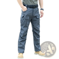 Dark gray durable tactical cargo pants for men with multiple pockets and a sturdy belt ideal for hiking
