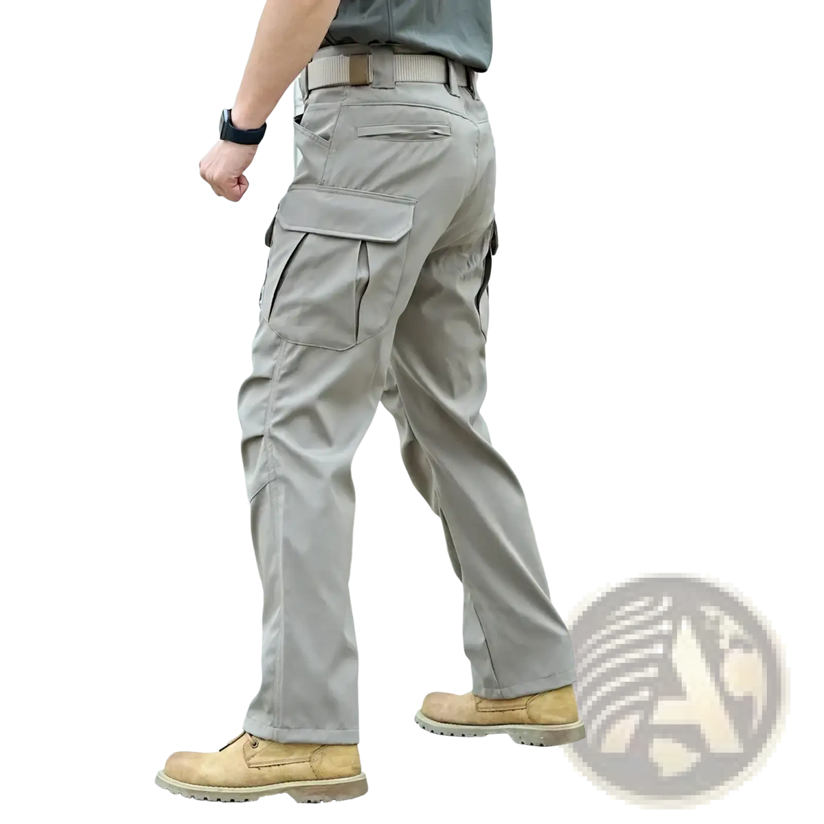 Tan tactical cargo pants for men with multiple pockets and durable fabric ideal for hiking and tough use