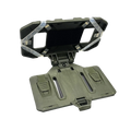 Olive green tactical molle phone navigation board with foldable angular design and transparent plastic rugged straps