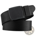 Black tactical nylon belt with matte-finish plastic buckle designed for men outdoor use