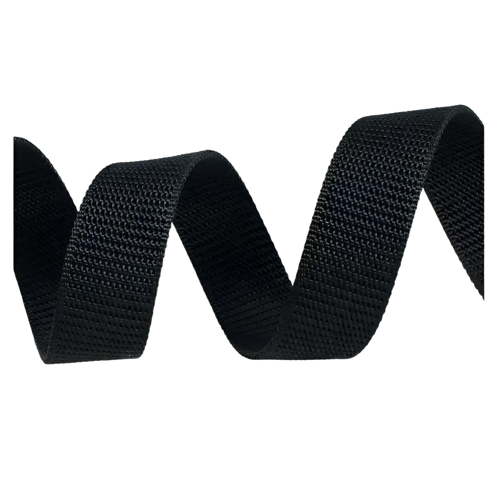 Black woven tactical nylon belt with durable textured fabric and matte buckle for men outdoor use