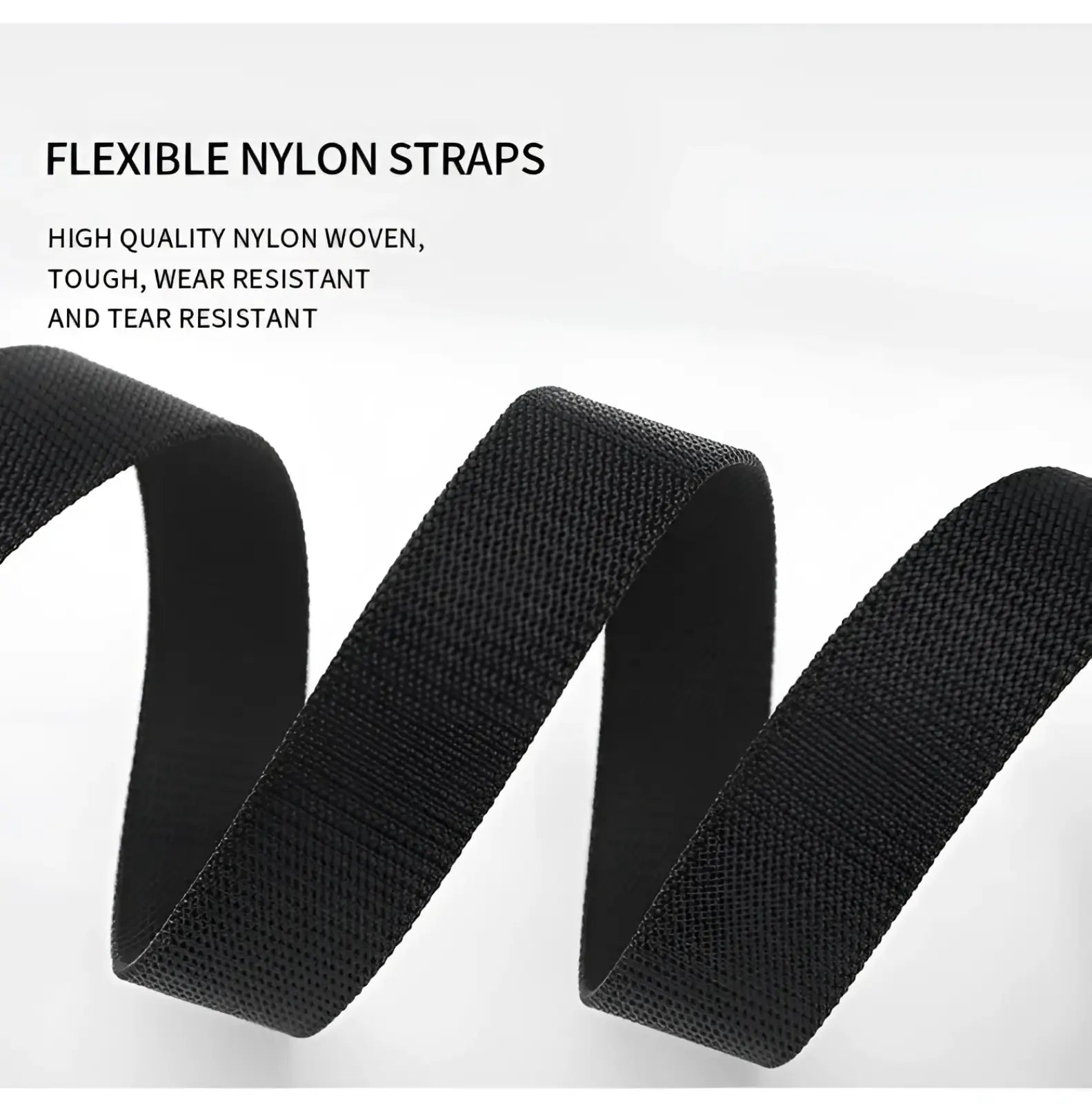 Black tactical nylon belt for men featuring flexible, high quality, woven straps for durability and breathability
