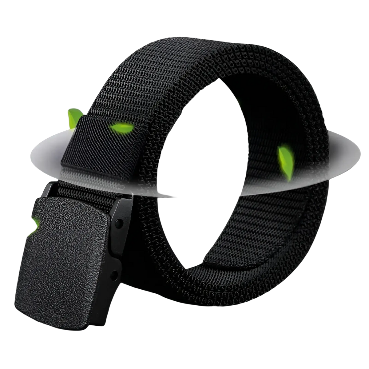 Black tactical nylon web belt with matte-finish plastic buckle measuring 120cm for secure outdoor use
