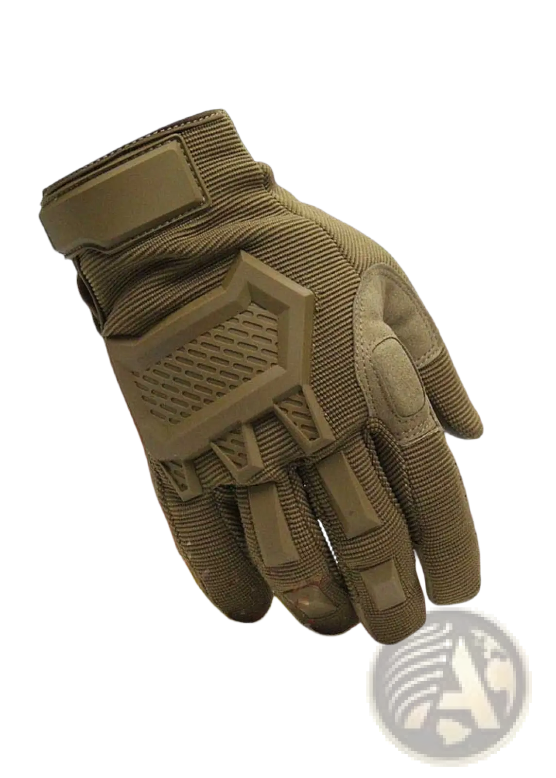 Tan tactical touch screen military gloves with reinforced palm and finger padding and breathable mesh design