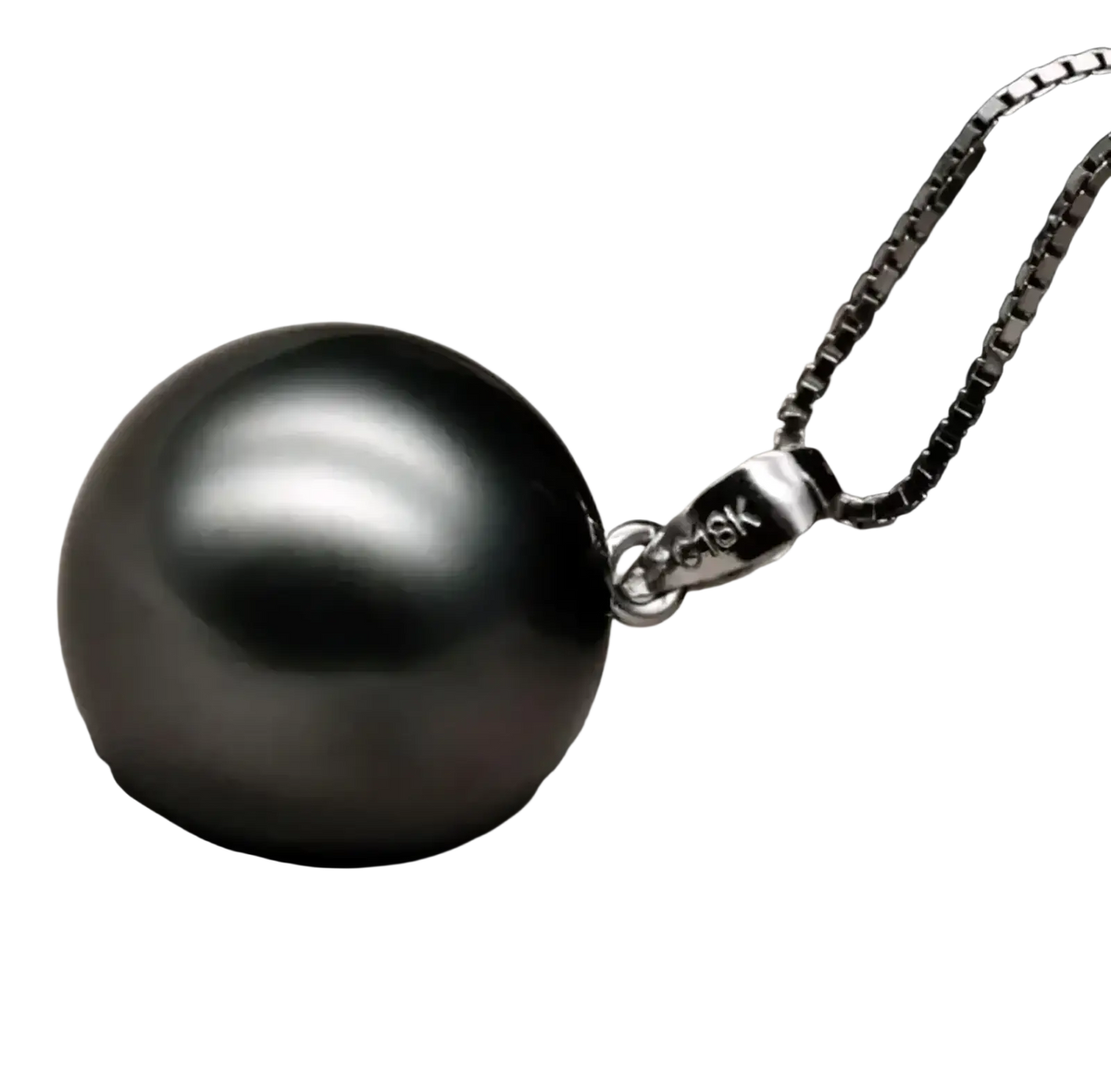 A tahitian black pearl pendant silver necklace with a lustrous black pearl and elegant 18k gold clasp on a sleek chain