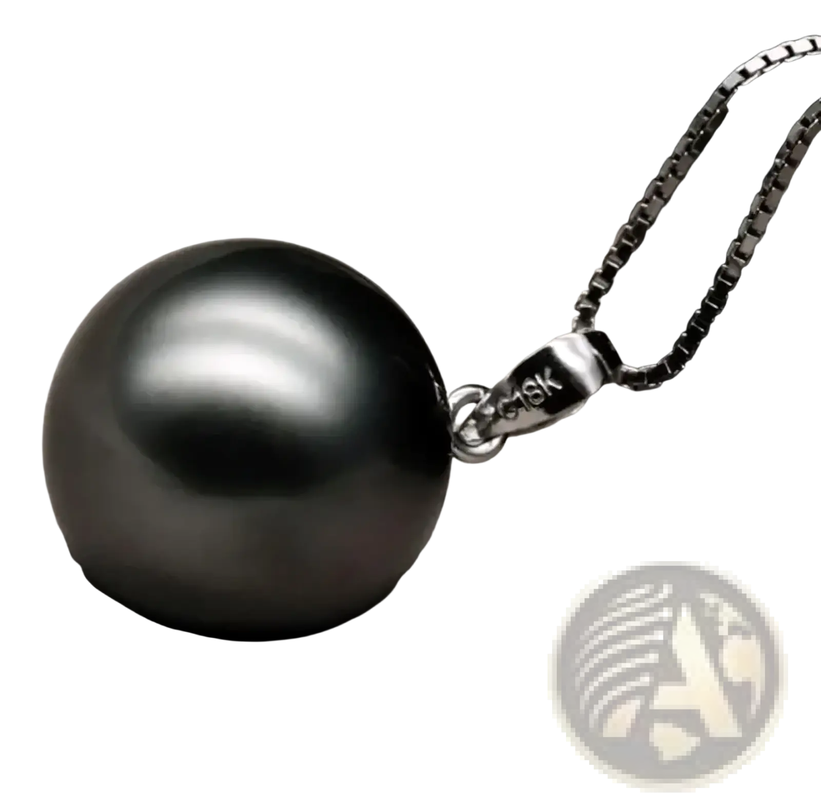 A tahitian black pearl pendant silver necklace with a lustrous black pearl and elegant 18k gold clasp on a sleek chain