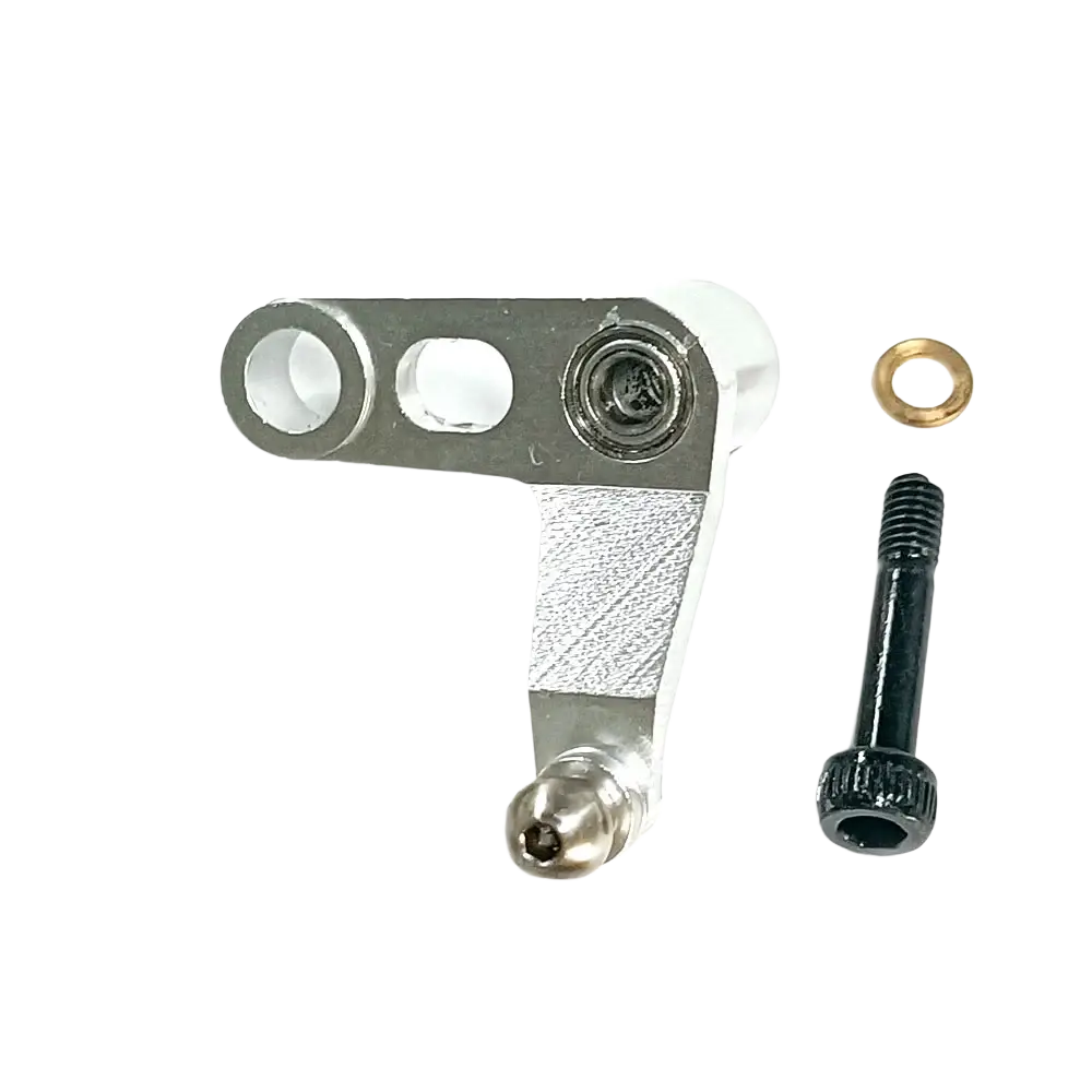 Silver aluminum tail rotor control arm with black screw and brass washer for t-rex 500 rotor control set