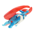 Takara tomy pokemon mudkip plush toy featuring blue and red dragon-like design with white accents in soft fabric