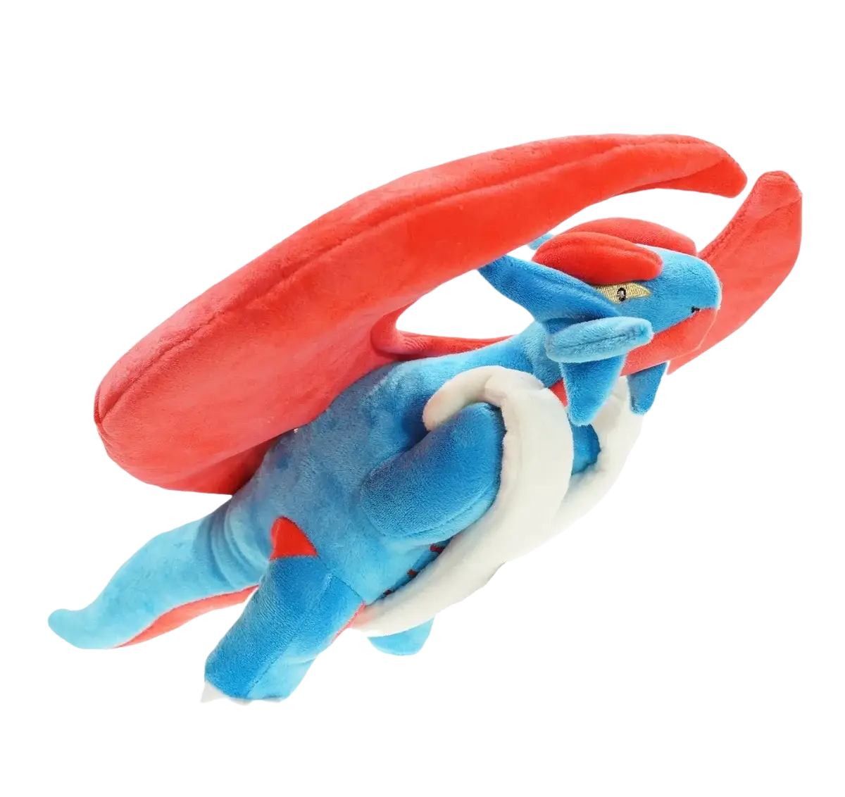 Takara tomy pokemon mudkip plush toy featuring blue and red dragon-like design with white accents in soft material