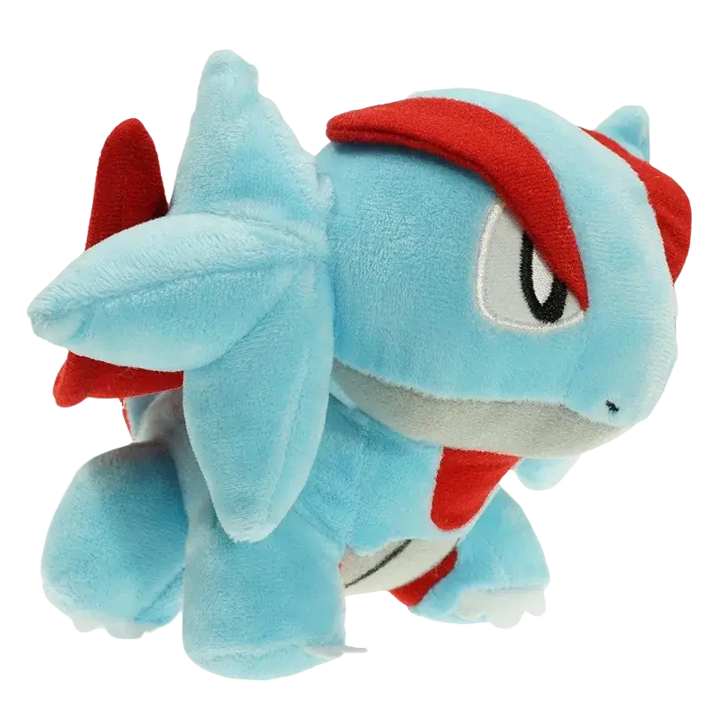 Takara tomy pokemon mudkip plush toy in light blue and red soft fabric for collectible and play purposes