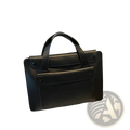 Black leather briefcase with structured design and top handle for women laptop briefcase use