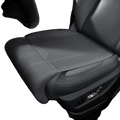 Black perforated car seat cover with stitched detailing designed for leg support in tan perforated car seat cushion product