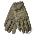 Tan tactical gloves featuring reinforced knuckles, textured grip patterns, and reinforced palm panels for durability