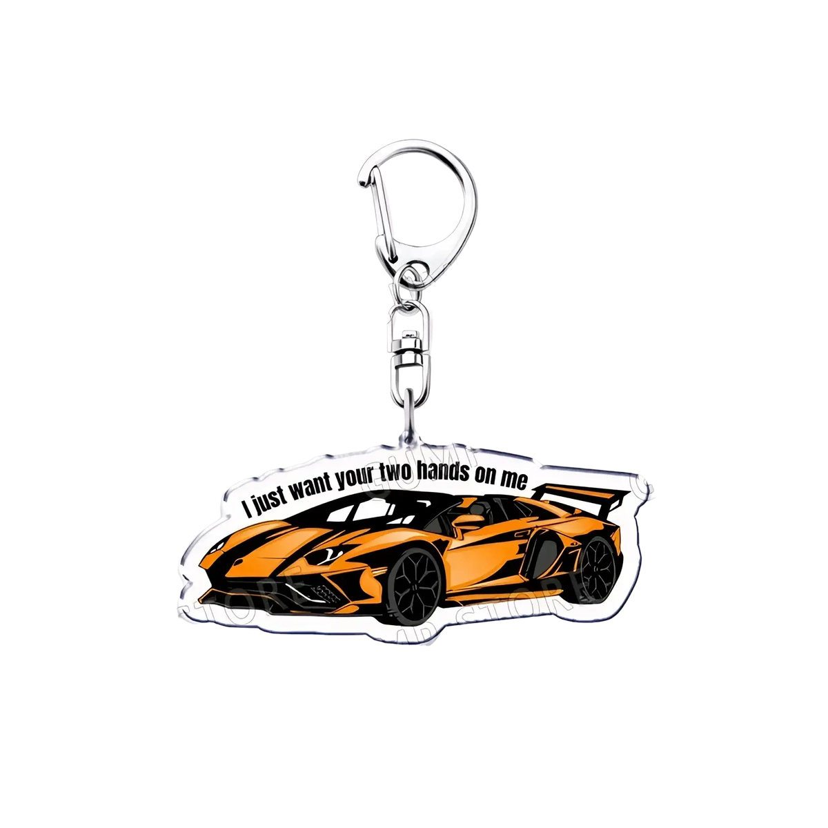 Orange and black lamborghini sports car keychain with silver metal clip acrylic tate mcrae music fan gift