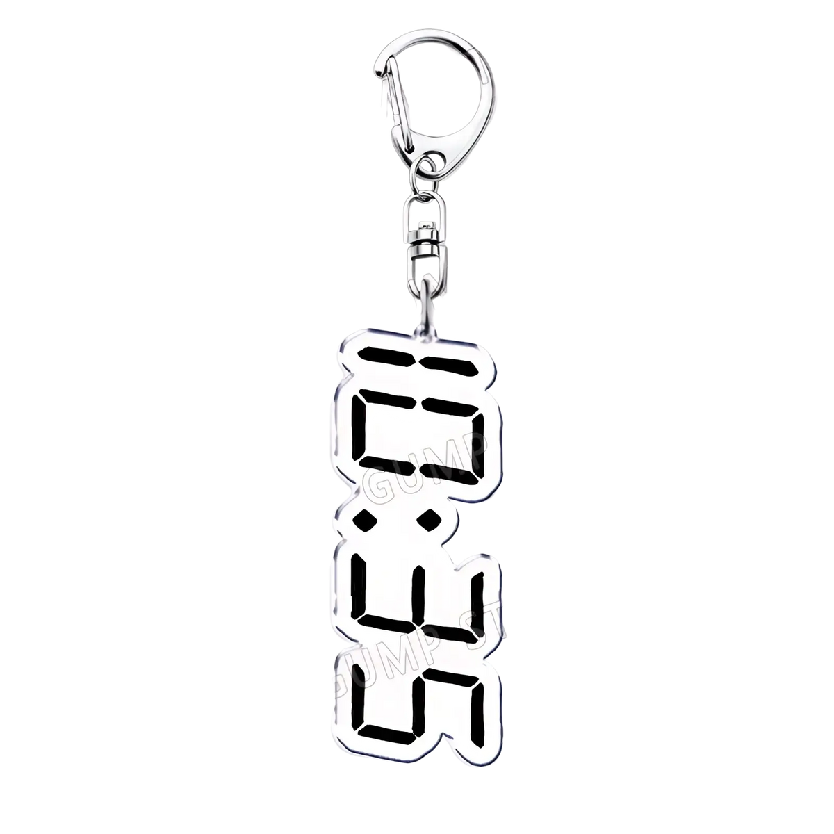 Silver digital clock keychain with bold black numerals on metallic surface for Tate Mcrae Acrylic Keychain music fan gift