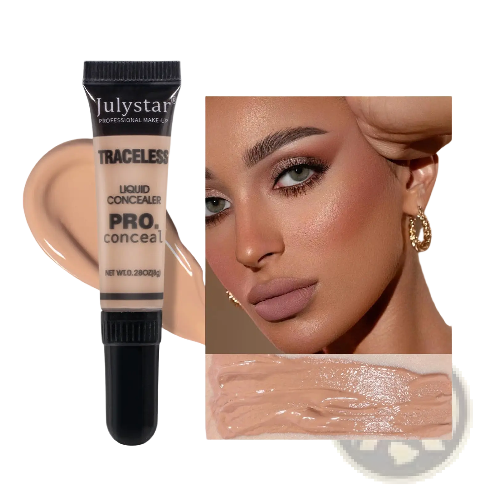 Julystar traceless pro tattoo concealer in shade 04 sleek black matte tube with liquid makeup for professional use