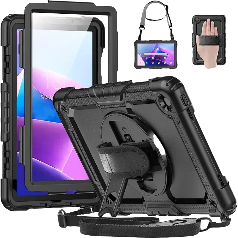 Black rugged tb336fu xiaoxin pad 11 armor case with built-in stand and adjustable strap for durability and convenience
