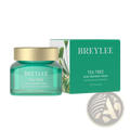 Teal glass jar with gold lid containing Breylee tea tree acne treatment face and neck cream 20g